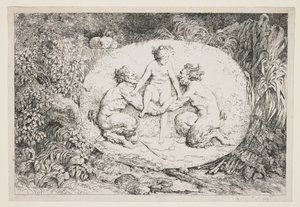 Una ninfa che scende tra le braccia di due satiri, 1763 da Jean Honore Fragonard